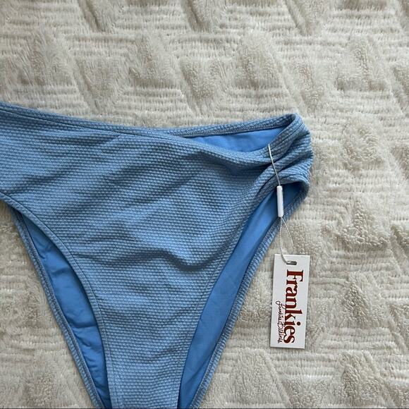 Frankie's Bikinis Grotto High Waisted Metallic Swimsuit Bottoms in Lagoon - Picture 4 of 6